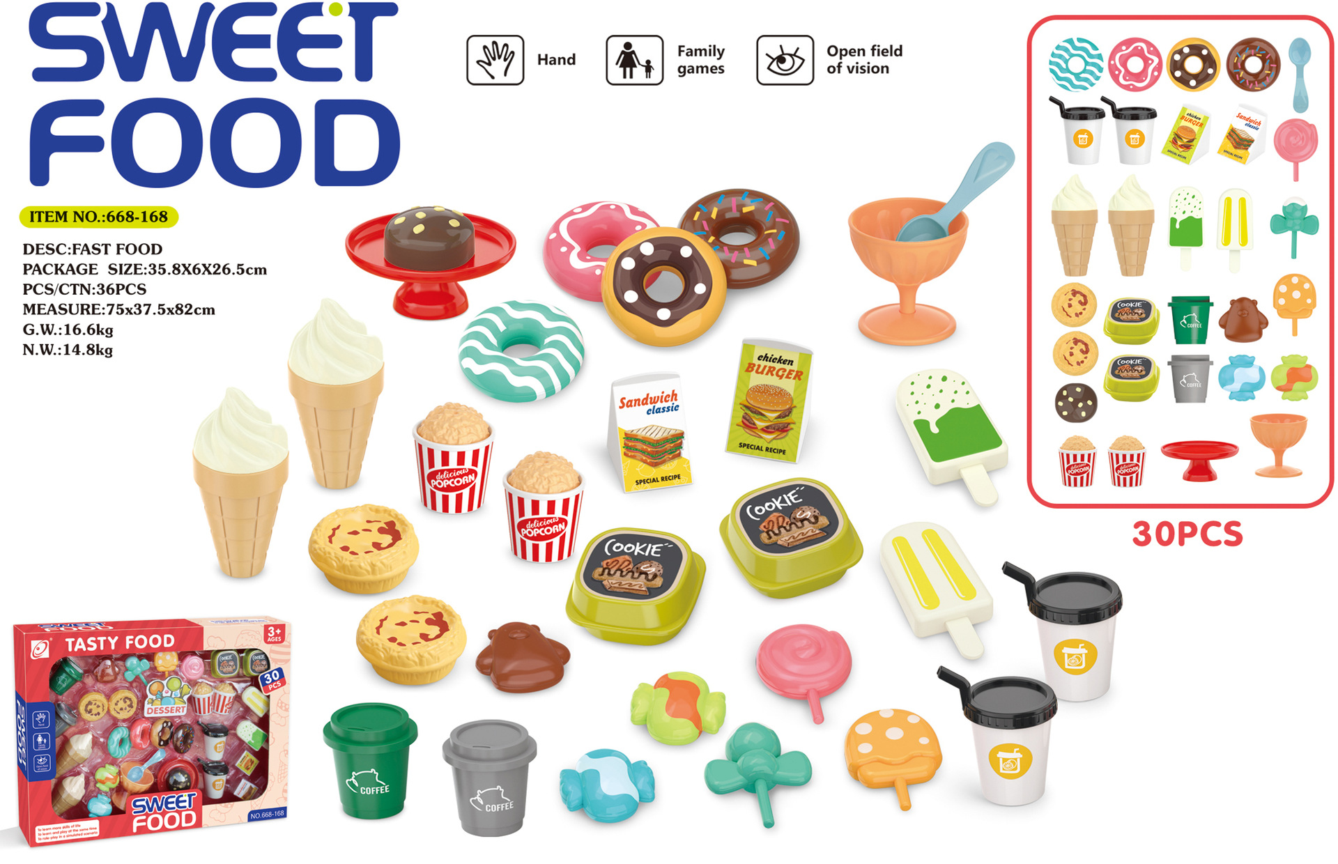 668168 - 30PCS Conjunto de postre (blister)