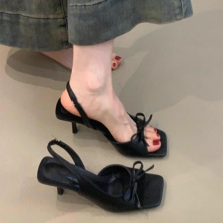 2025 New Summer Style French Fashion Casual Sandals, Feminine Bow Open-Toe High-Heeled Stiletto Sandals 2025 New Summer Style French Fashion Casual Sandals, Feminine Bow Open-Toe High-Heeled Stiletto Sandals