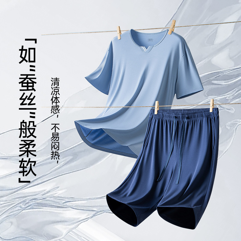 [Nivel de lujo] 80 pantalones cortos sueltos casuales de manga corta para hombres de primavera y verano modales de doble cara