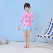 2024新款儿童泳衣女童分体中大童立体荷叶公主泳装宝宝女童游泳衣