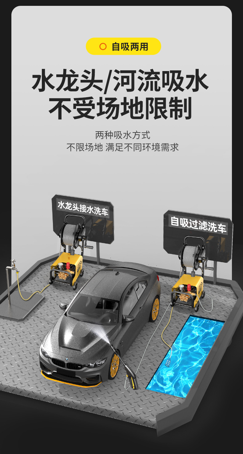 Car Washing Machine Artifact High-pressure Water Gun High-power 220v Household Portable Floor Scrubbing Powerful Cleaning Machine Water Pump