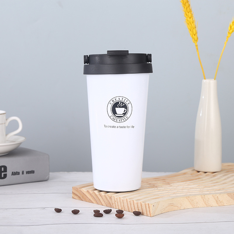 Sudamericano caliente 304 taza de café manija del coche Flip botón Taza de regalo Taza simple taza de café taza de vacío de acero inoxidable