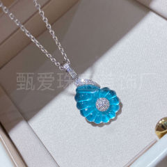 厂家批发925银海螺天然水晶项链女甜美小清新秋天项链饰品代发