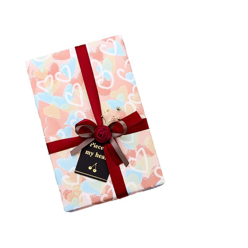 Embalaje de regalo de papel de regalo de niña corazón de regalo de cumpleaños material de ramo de regalo de papel de embalaje de estudiantes de papel de papel de paquete manual