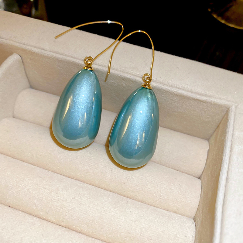 Pendientes de gancho con perlas de imitación en forma de gota de agua, estilo retro simple, moda francesa, versátiles, elegantes, de alta gama para mujer.