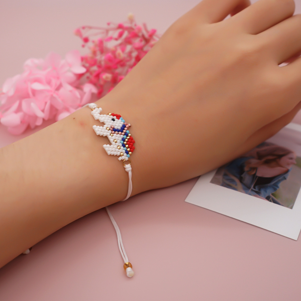 Simple Jewelry Friendship Rope Elephant Miyuki Rice Beads Hand-woven Small Bracelet Female display picture 2