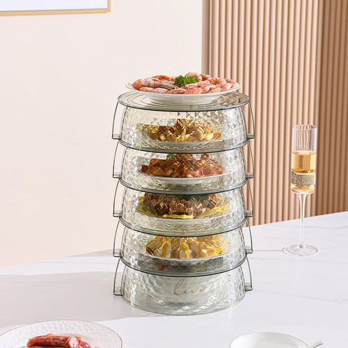 Insulated vegetable cover PET household stackable transparent vegetable cover, leftover anti-mosquito and dust-proof dining table meal thermal insulation cover