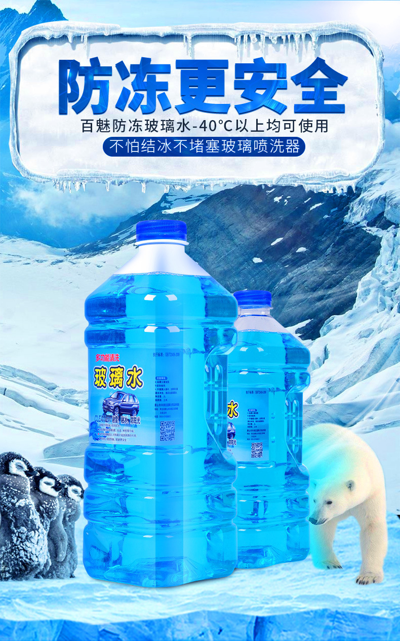 Antifreeze Glass Cleaner for Cars, Powerful Stain and Oil Film Remover, Specialized for Winter Use at Temperatures Below -40, Wiper Fluid