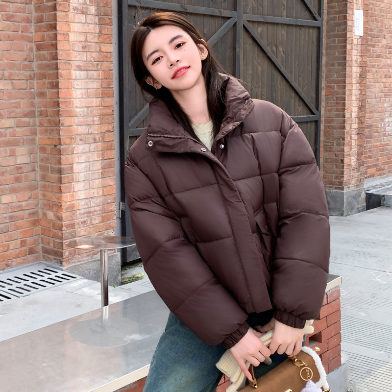 Red pan de algodón ropa de invierno 2024 nuevo cuello suelto chaqueta de algodón rojo caliente chaqueta de algodón corta pequeña chaqueta de algodón mujer