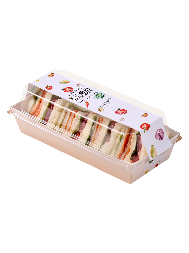 Caja de embalaje de sándwiches coreanos Caja de pan de perros calientes Caja de plástico transparente Caja desechable de pastel Roll Puff West Point