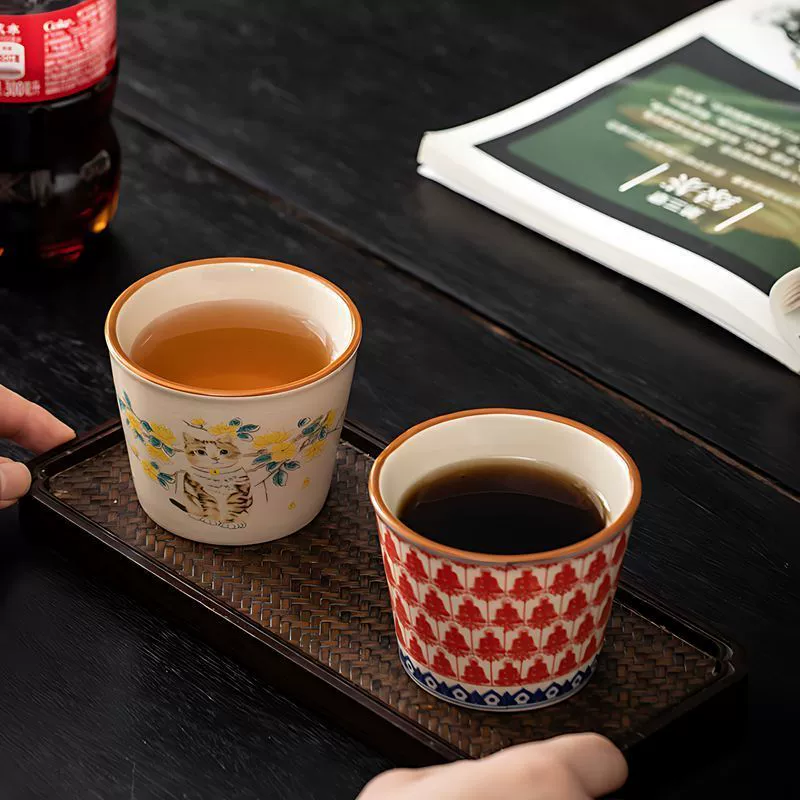 Ceramic Tea Cup, 110 ml, Personalized Chinese-Style Tasting Cup, Large Capacity