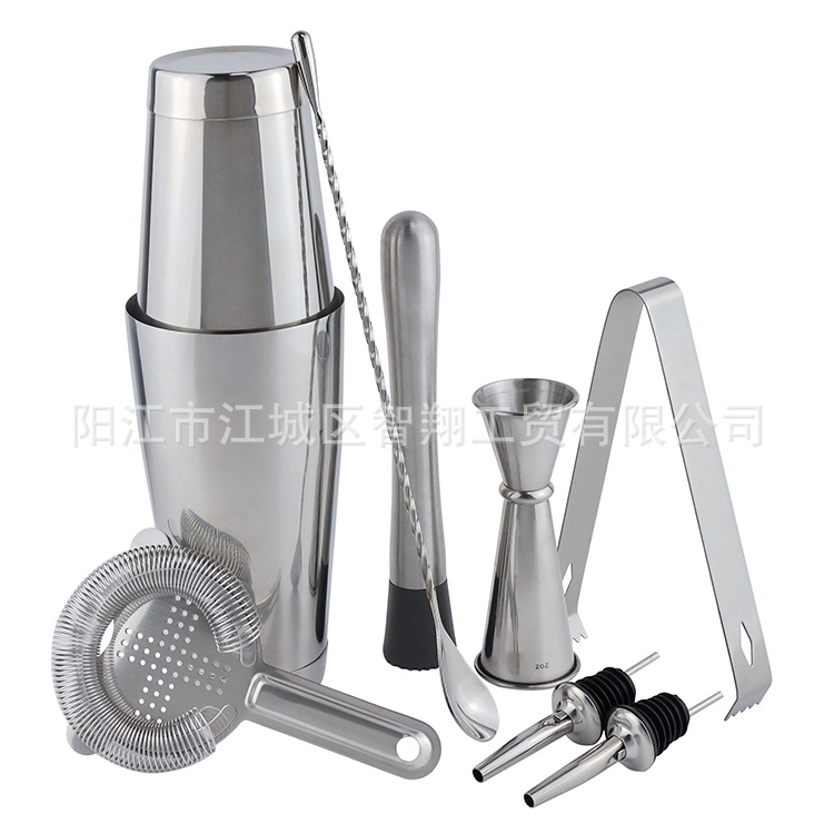 Juego de mezclas para cócteles de acero inoxidable del fabricante, vaso medidor Boston, pinzas para hielo, utensilios para té con leche, juego de mezclas image 11