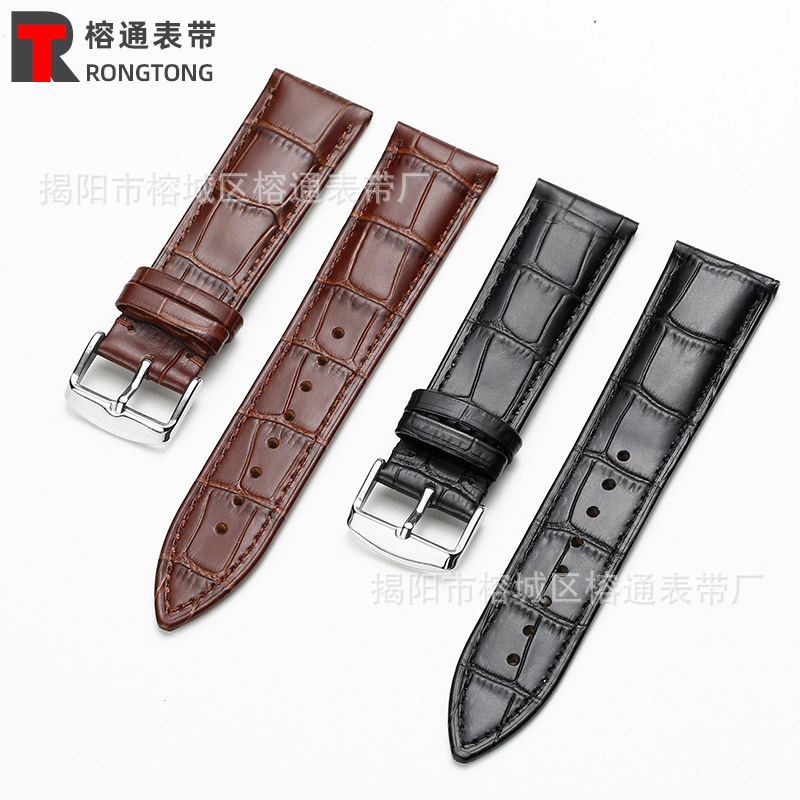 Suministro directo de fábrica primera capa de piel de vaca hebilla de reloj correa de bambú raya multi-color opcional hombres y mujeres 12 -- 24mm