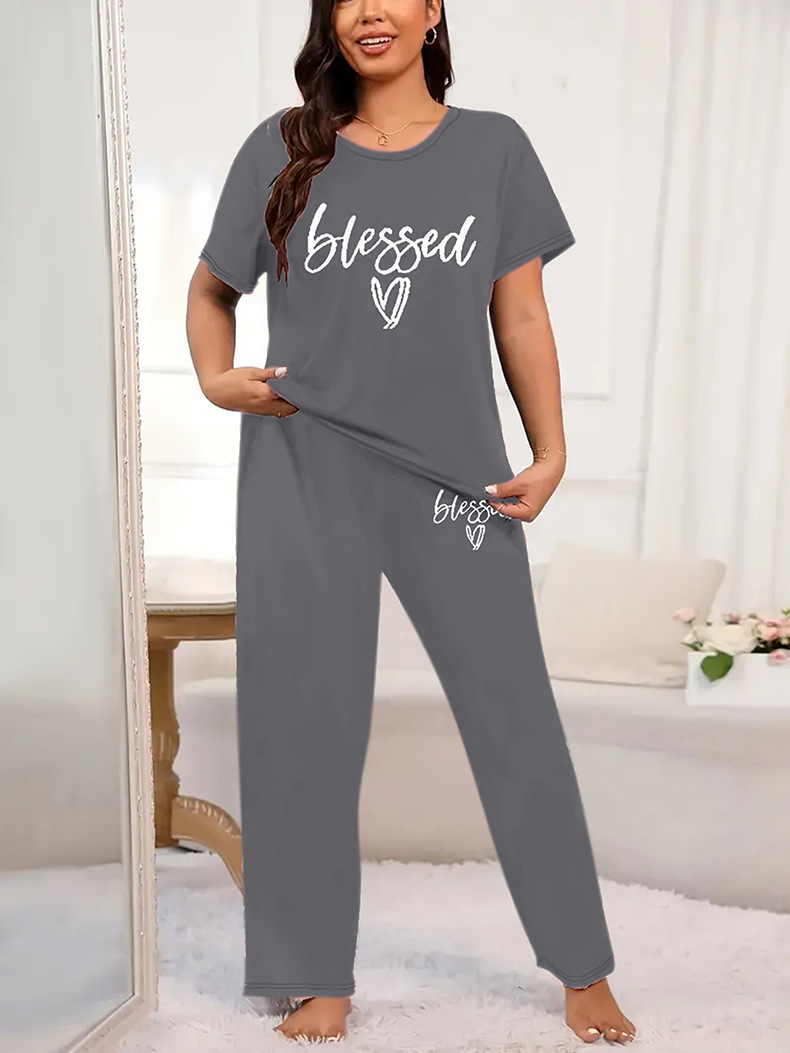 Comfortable Women's Plus Size Two Piece Sleepwear Set Printed_voghion.com