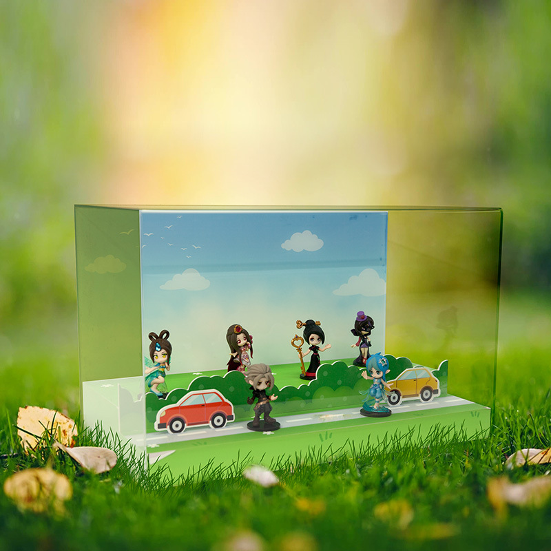 桌上收纳防尘展示盒动漫玩具盲盒展示柜透明亚克力手办展示架