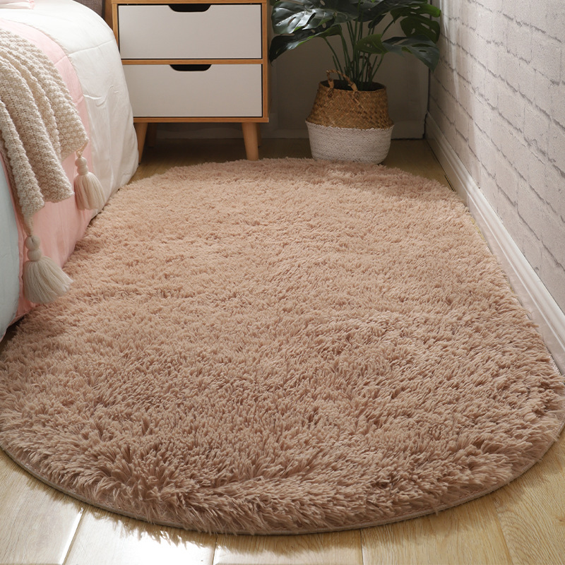 Luz de lujo dormitorio mantas de cama sala de estar oval simple estera de suelo vello largo teñido antideslizante balcón estera de ventana flotante paquete suave image 19