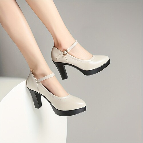 Elegant Solid Color Mary Jane Pumps for Women - All-Season