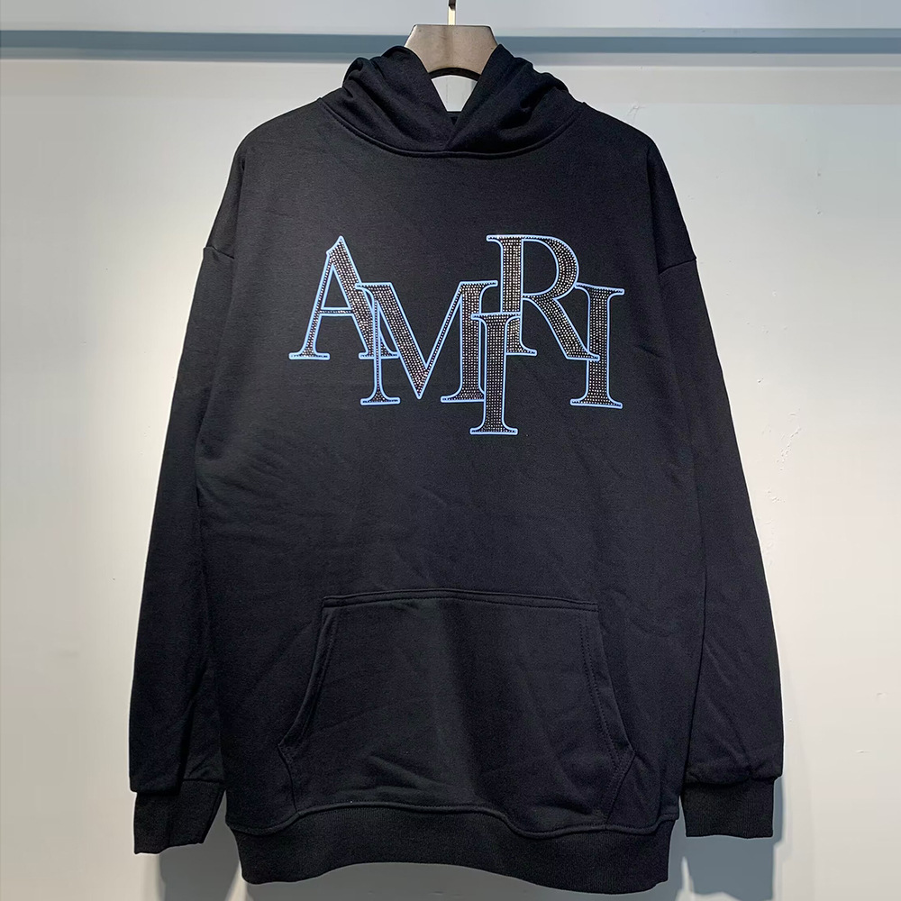 AMIRI suéter colección de letras de impresión transfronterizas 360 gramos de anillo masculino suelto casual sudadera encapuchada