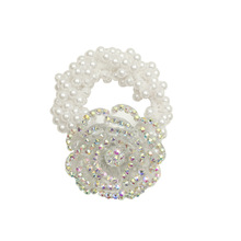 韩国东大门新款珍珠花朵水晶发绳手链两用发圈扎头发皮筋发饰