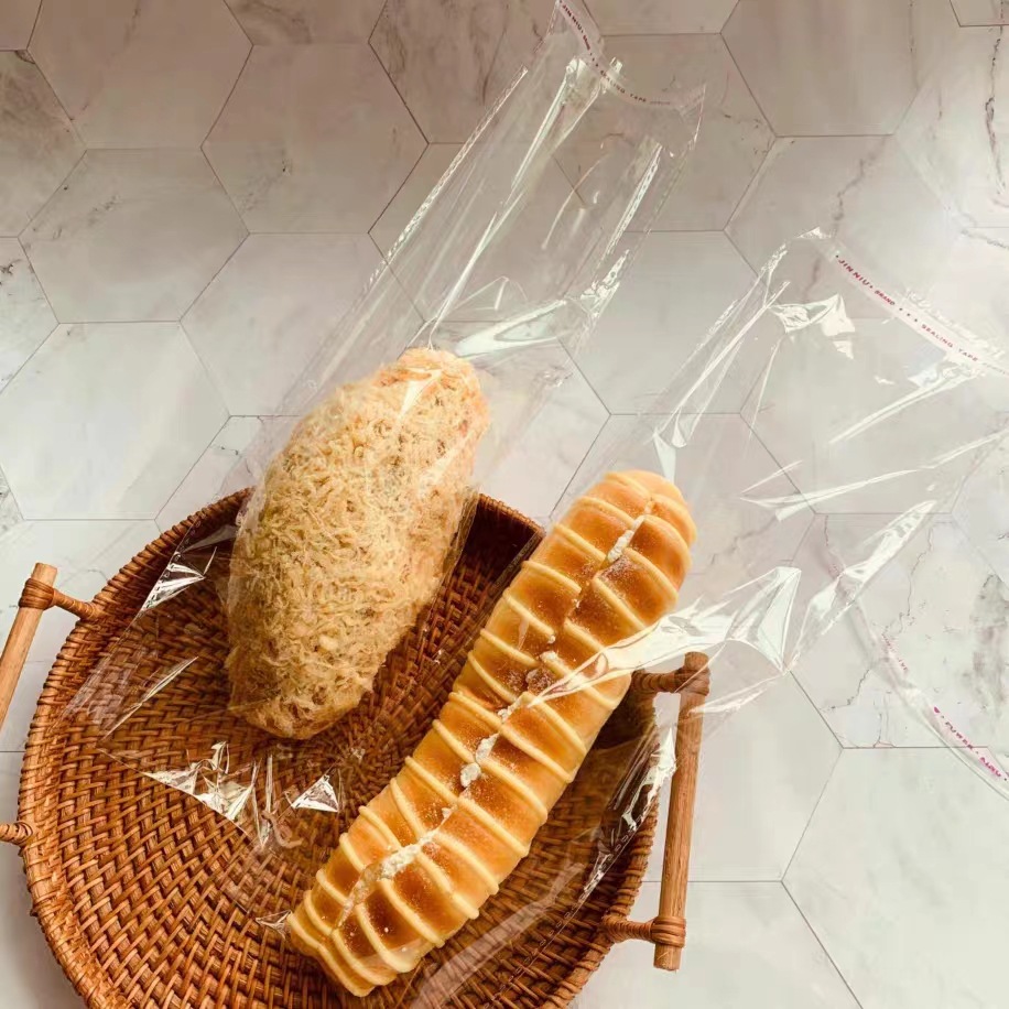 Baguette Caterpillar Loaf Hot Dog Bread Bag Short Baguette Bag Transparent Baking Packaging Flat Mouth Packaging Bag