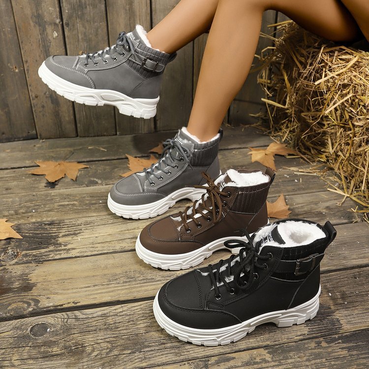 Cross-border plus size snow boots women 2024 autumn and winter new fleece-lined thickened mountaineering sports casual cotton shoes cotton boots women Cross-border plus size snow boots women 2024 autumn and winter new fleece-lined thickened mountaineering sports casual cotton shoes cotton boots women