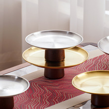 北欧ins轻奢水果盘蛋糕托盘高脚实木客厅茶几点心糖果甜品干果盘