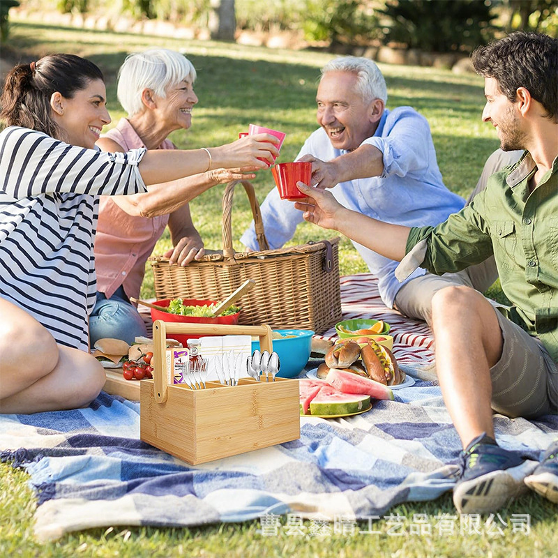 Hogar vajilla portátil de almacenamiento en rack condimento occidental vajilla utensilios de madera de bambú cuchillo y tenedor caja de almacenamiento