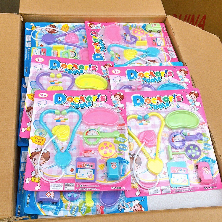 Los niños juegan casa simulación estetoscopio pequeño doctor educativo papel jugar equipo médico juguete 2 Yuan tienda traje al por mayor