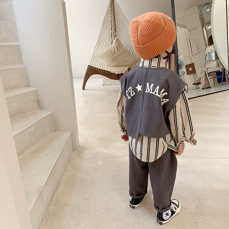 Spring children's set for boys for leisure, vest, classic suit, Korean style