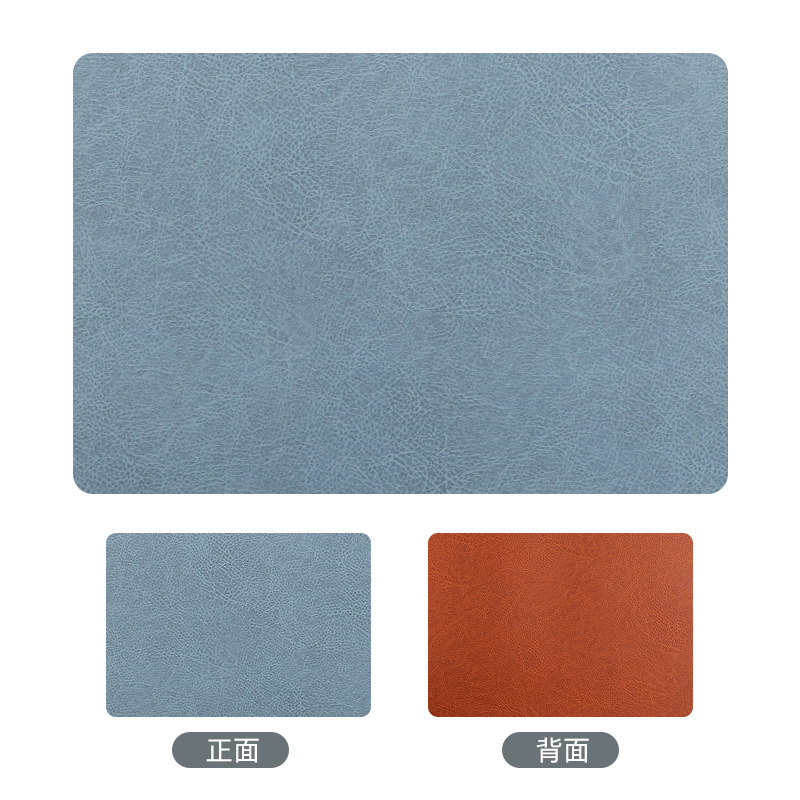 Clásico de doble cara de contraste imitación de cuero de vaca estampado de cuero pu mesa de comedor de aceite aislamiento térmico cojín de platos y cubiertos
