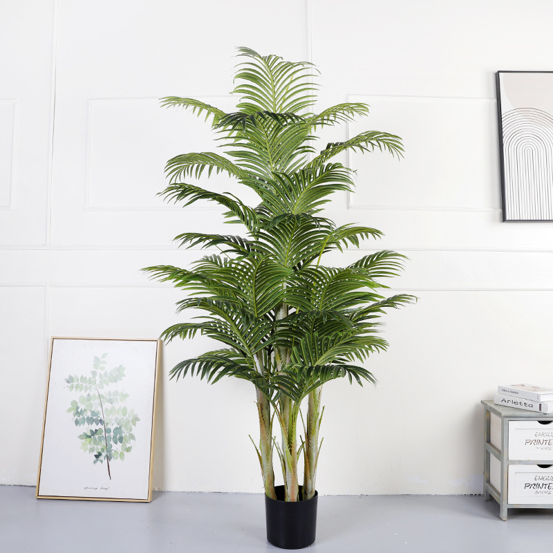 Planta Artificial Grande de Color Verde, Árbol de Girasol Fénix, Palmera Areca Artificial para Interiores, Árbol Artificial Decorativo, Planta Artificial de Girasol Fénix en Maceta