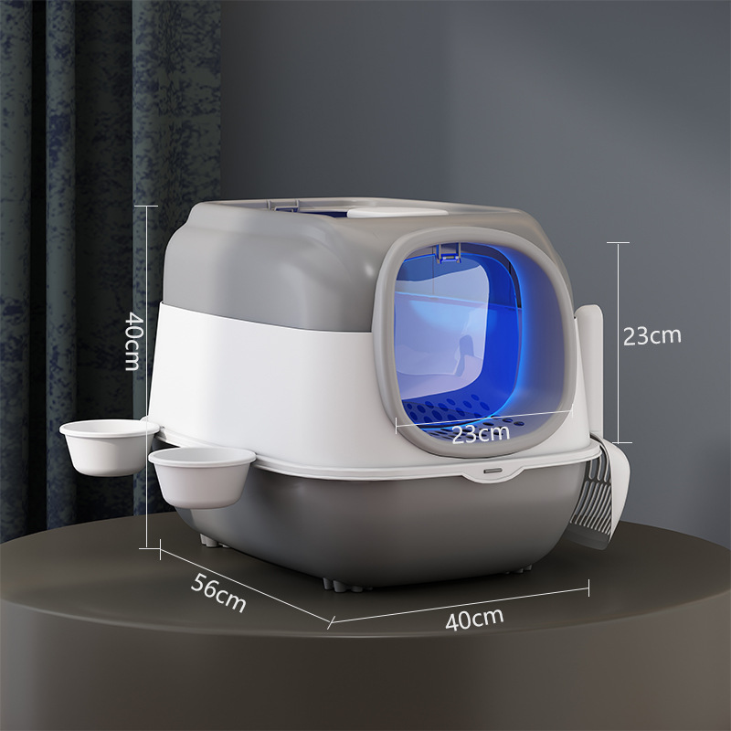 Caja de arena de gato cerrado nueva fábrica UV antibacteriano grande anti-Splash grasa gato inodoro mascotas suministros