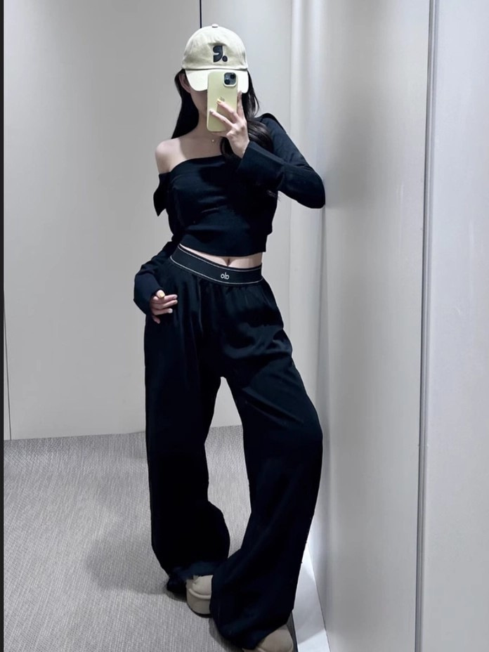 Alo Yoga Casual Sports Pants Women's Woven Wide-Leg Pants High-Waisted Webbing Loose Slimming Look Light Pants
