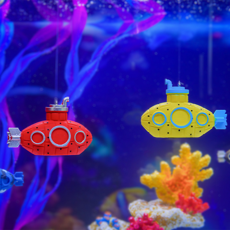Mini submarino flotante, decoración de la pecera, buzo, gordo azul, observación de la pecera, mundo submarino