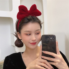 Christmas Red Velvet Bow Hairband for Women, Cute Autumn/Winter Birthday Headband, Internet-Famous 2024 New Arrival Hair Accessories
