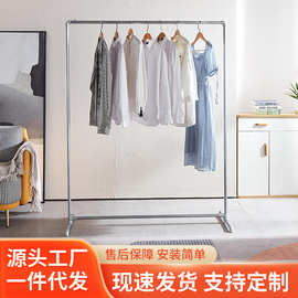 服装店展示架落地式带轮水管衣架女装可移动挂衣杆铁艺复古龙门架