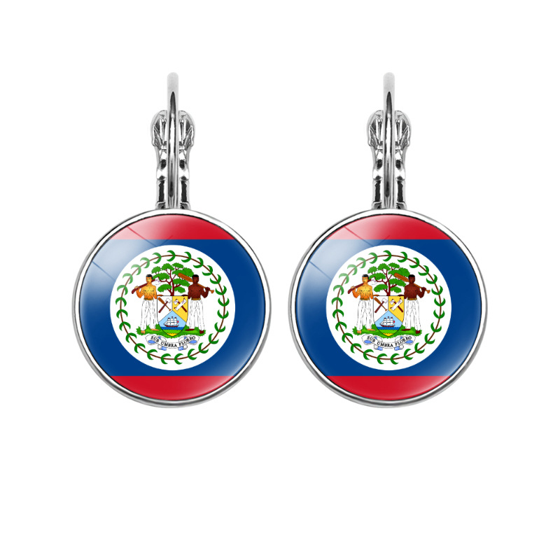 11g Weight Iron Ear Needle Material Drop Earrings Classification 1 Pair Quantity Holiday, Daily Occasion Glass, Iron Material National Flag, Round, American Flag Pattern Women's Gender Modern Style, Classic Style Style 1 Pair Modern Style Classic Style National Flag Round American Flag Glass Iron Drop Earrings 5