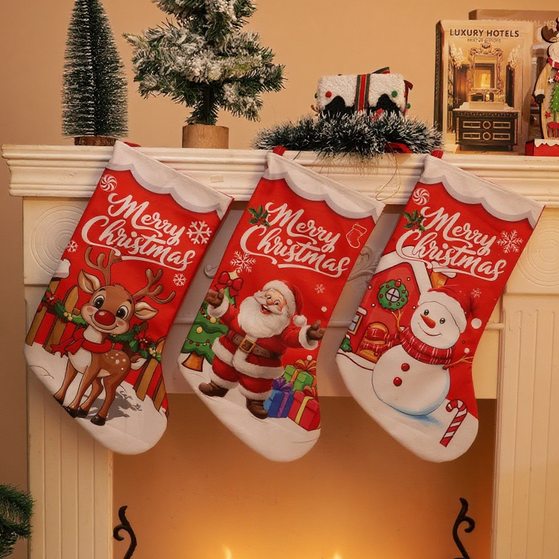 Cross-border Christmas decorations, Christmas socks, digital printing gift bags, shopping mall window pendants, children's candy bags