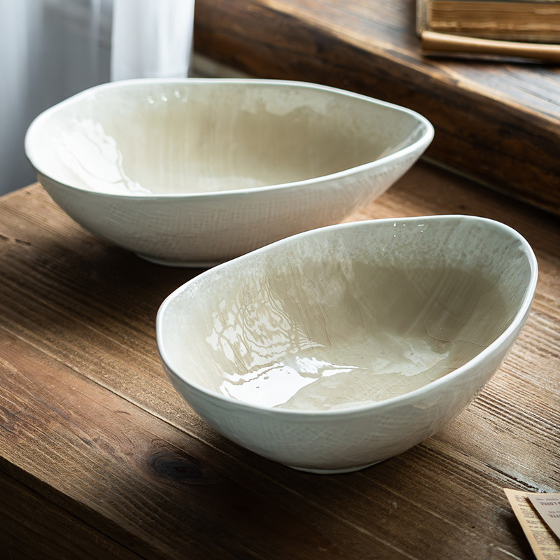 Pocos modelos ~ grieta de hielo tazón de forma especial tazón de verduras tazón de ensalada de frutas para el hogar tazón de plato frío tazón de fideos tazón de cerámica al por mayor