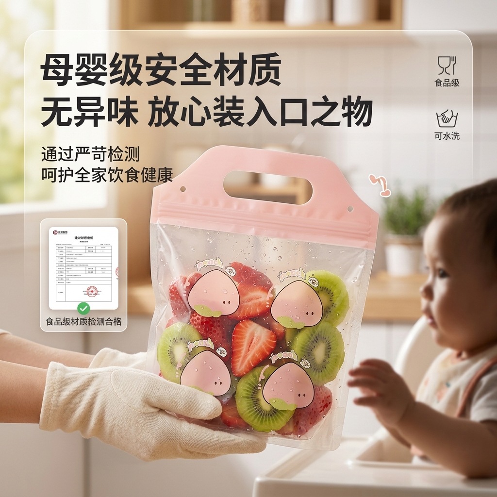 수납 봉투 냉장고 신선도 봉투 수납 봉투 유치원 아기 옷 지퍼 밀봉 봉투 핸드백 모자 주머니