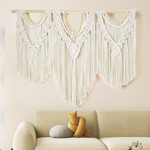 手工编织挂毯 拼接三节棍装饰挂毯西欧北欧客厅玄关挂毯 流苏挂毯
