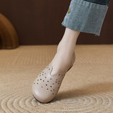 Весенние нескользящие дышащие сандалии для матери, из натуральной кожи, мягкая подошва, для среднего возраста