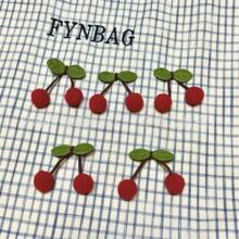 创意樱桃毛球高弹红樱桃叶子对对球手工DIY现货服装服饰辅料配饰