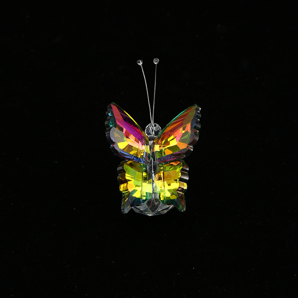 Luxury Crystal Butterfly Desktop Ornament, Iridescent Gradient Faceted Crystal Ball for Car and Home Decoration, Birthday Gift