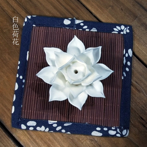 Creative handmade lotus ceramic ornament small lotus incense holder household indoor incense burner sandalwood incense tool incense stand