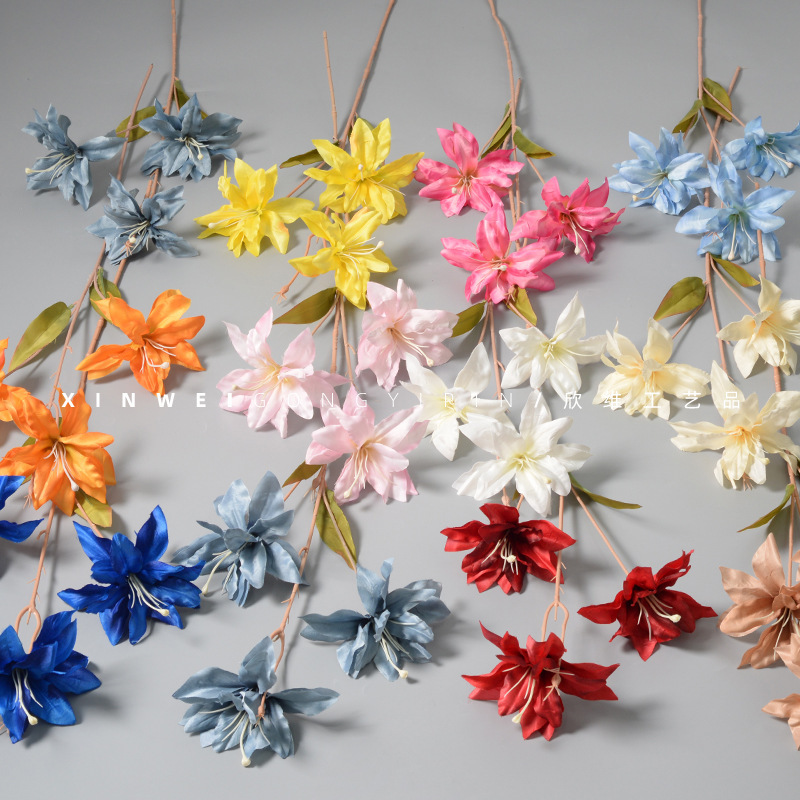 Simulation flower 3 silk cloth lily Nordic home flower arrangement decoration simulation fake flower wedding photography factory wholesale