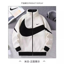 跨境男装2025冬季双面穿羊羔绒棉衣情侣潮牌撞色保暖休闲棉服外套