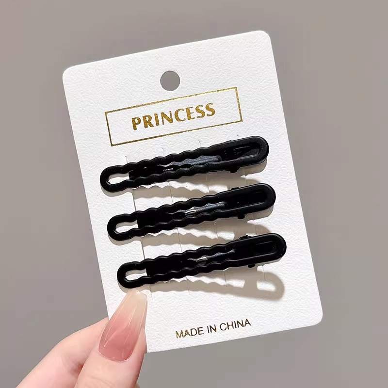 Clips de pelo negro simple esmaltado verano cabello fruncado clips frontal lateral tocado temperamento clips bb mujeres