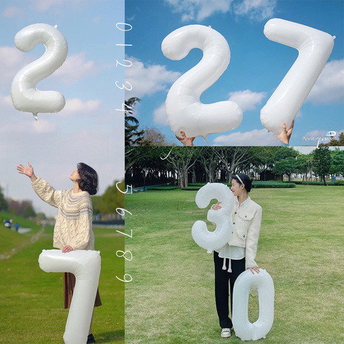 Douyin aluminum foil balloon 40-inch American version milky white digital balloon birthday party layout floating aluminum film balloon