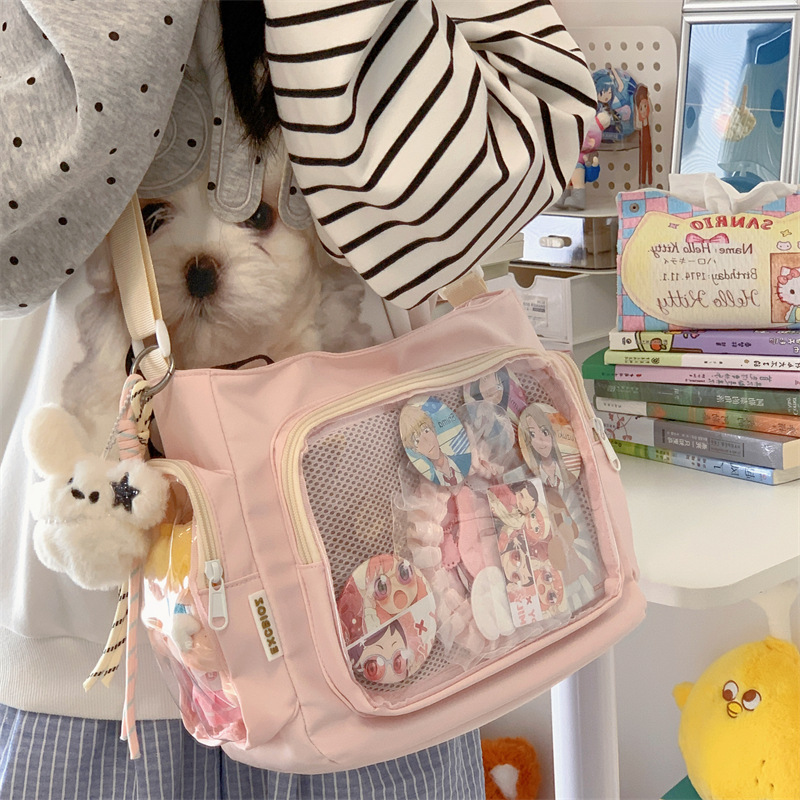 Women's Academy Style Versatile Large Capacity Crossbody Bag, Transparent Ita Bag For Badges, Shoulder Bag For School, Messenger Bag - Thumbnail 8